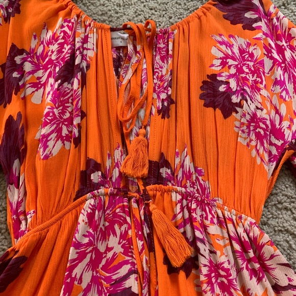Orange tropical print romper coverup small - Picture 8 of 11
